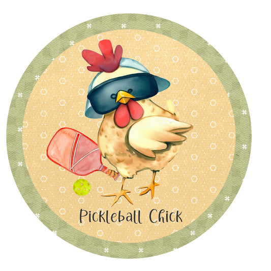 Pickleball chick wreath sign, metal wreath sign, round wreath sign, door decor, Lindys sign creations