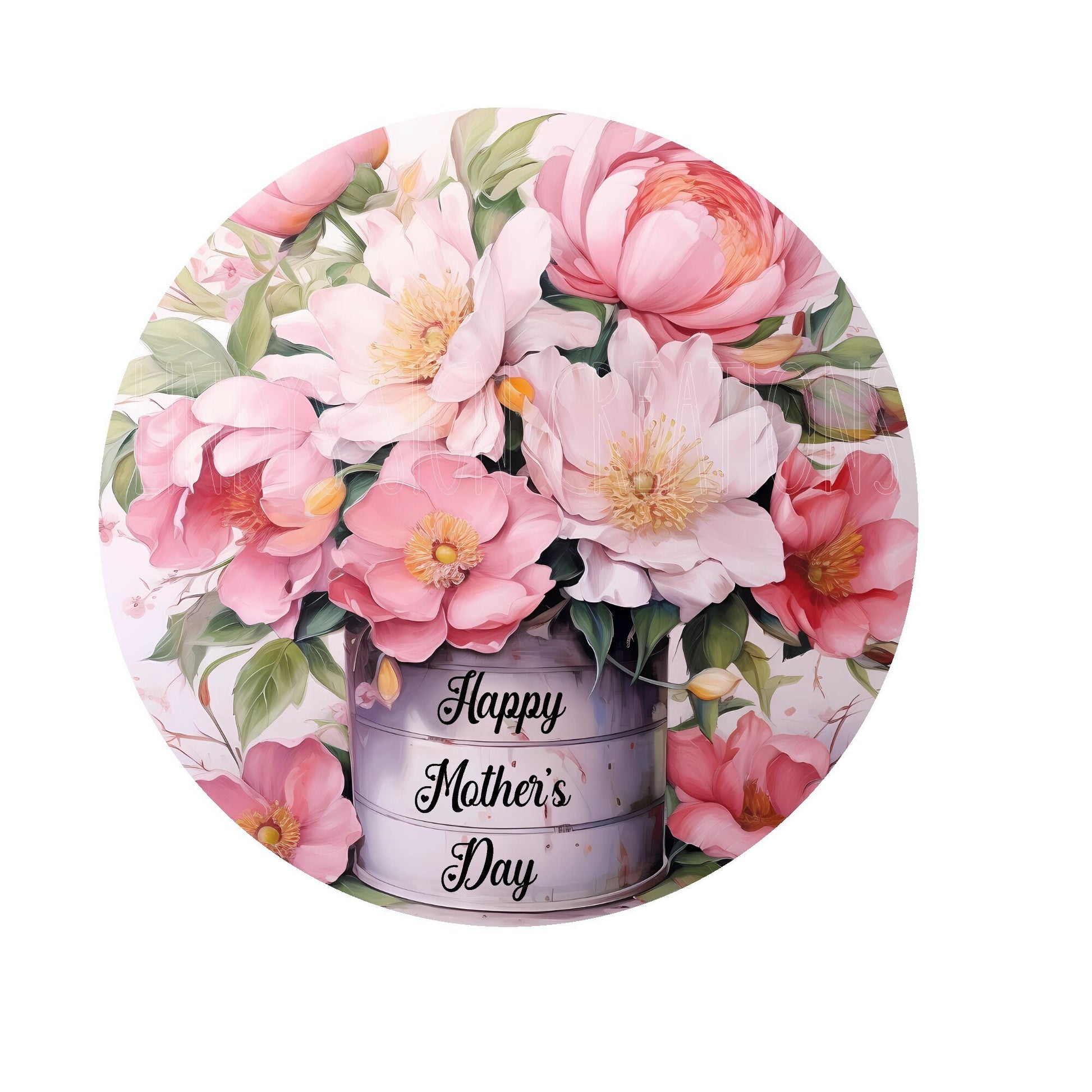 Happy Mother's day floral wreath sign, metal wreath sign, round wreath sign, home decor, Lindys sign creations