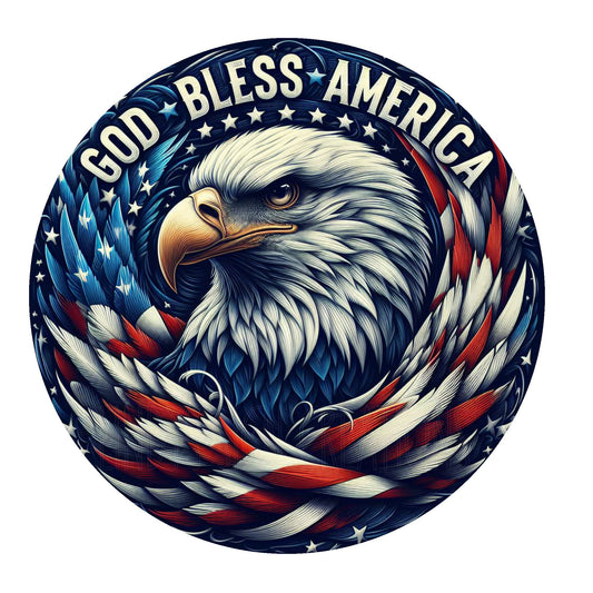 God bless America patriotic wreath sign, eagle sign, door sign, farmhouse wreath sign, metal wreath sign, Lindys sign creations