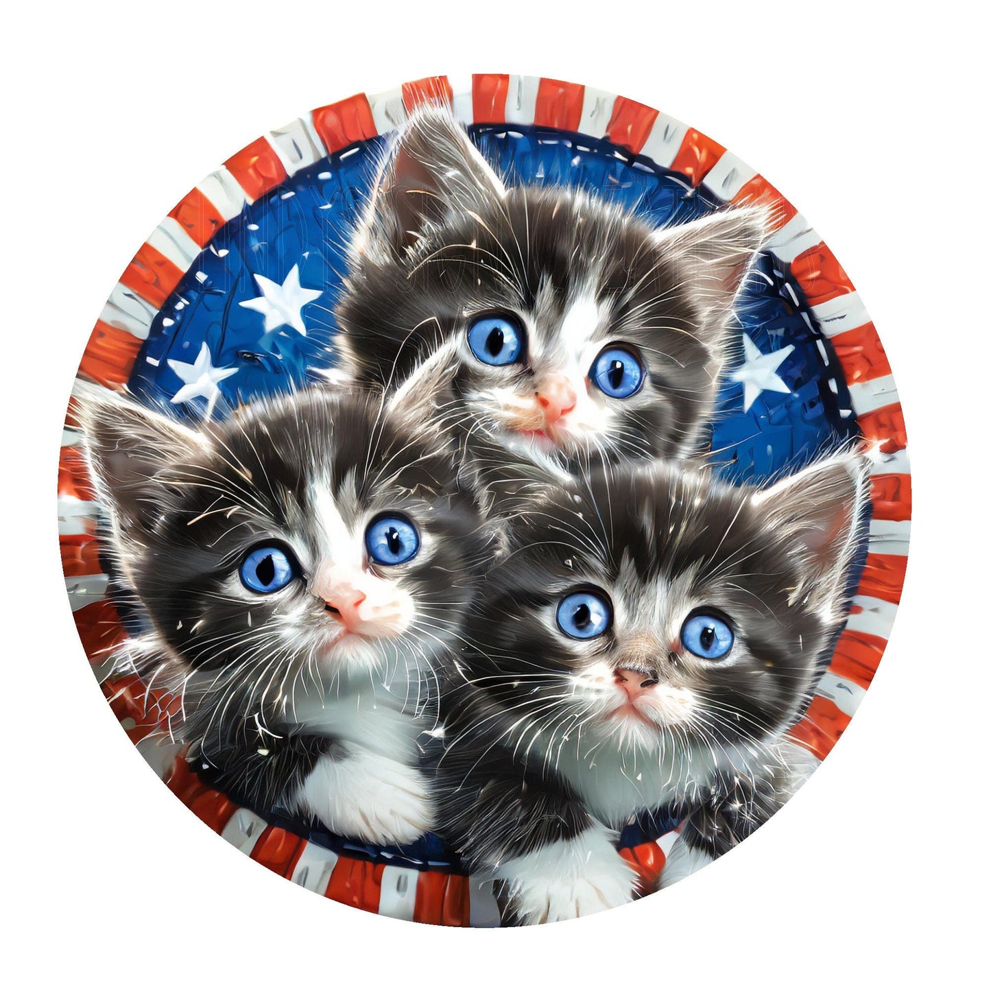 Kitties patriotic wreath sign, metal wreath sign, round sign, door decor, Lindys sign creations