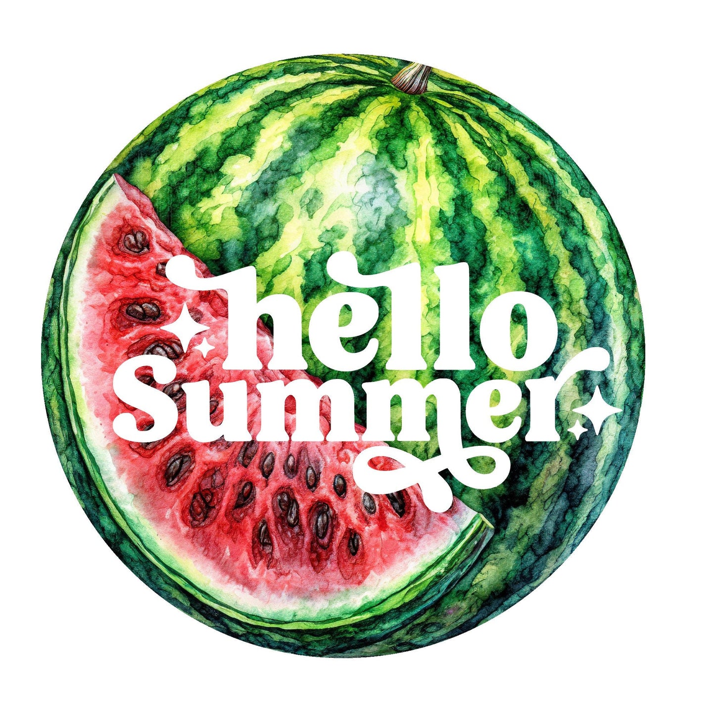 Watermelon hello summer wreath sign, metal wreath sign, round wreath sign, door decor, farmhouse sign, Lindys sign creations