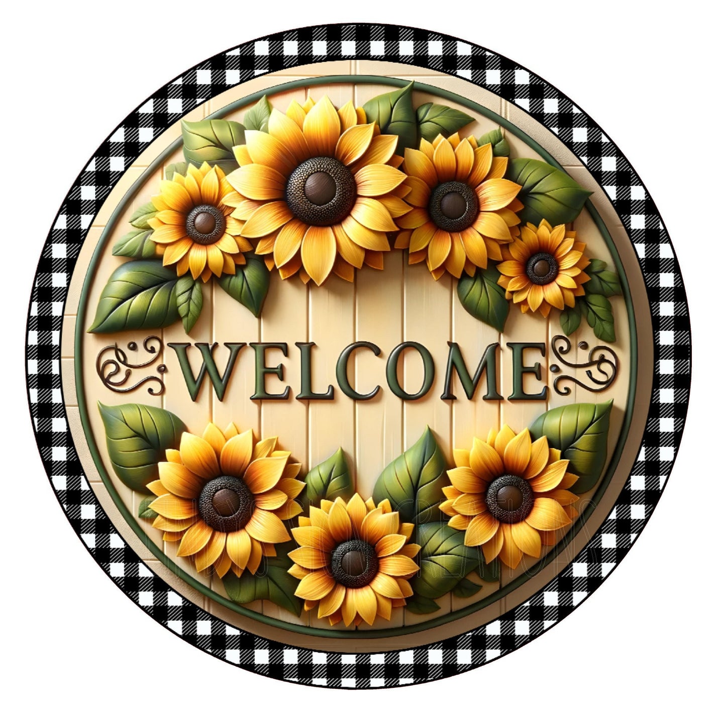 Welcome sunflower wreath sign, metal wreath sign, farmhouse sign, door decor, round wreath sign, Lindys sign creations