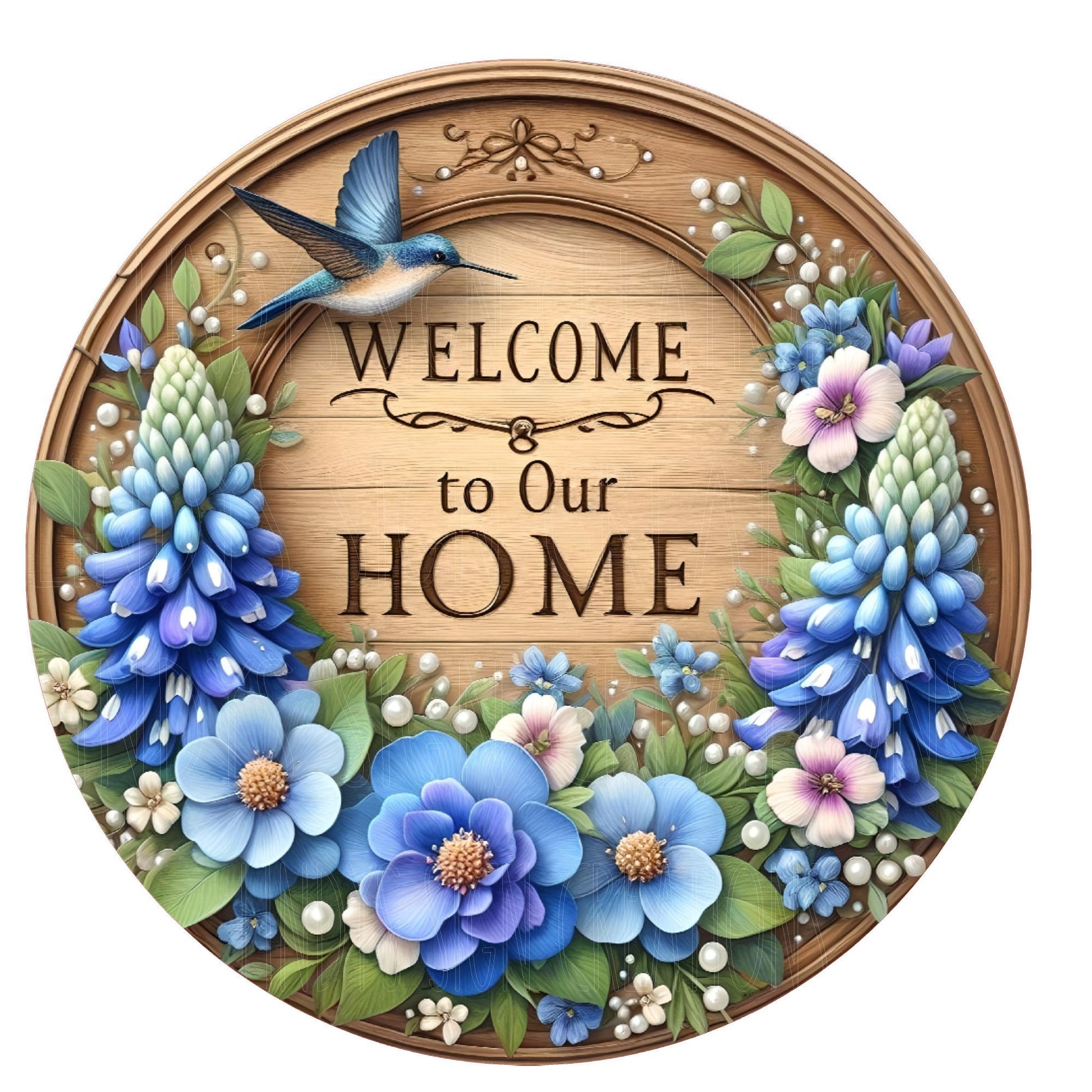 Texas bluebonnets welcome to our home wreath sign, round wreath sign, metal wreath sign, door decor, Lindys sign creations