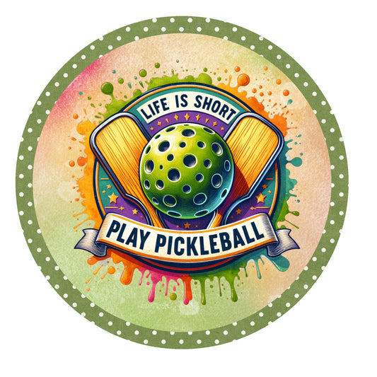 Play pickleball wreath sign, metal wreath sign, door decor, round wreath sign, Lindys sign creations