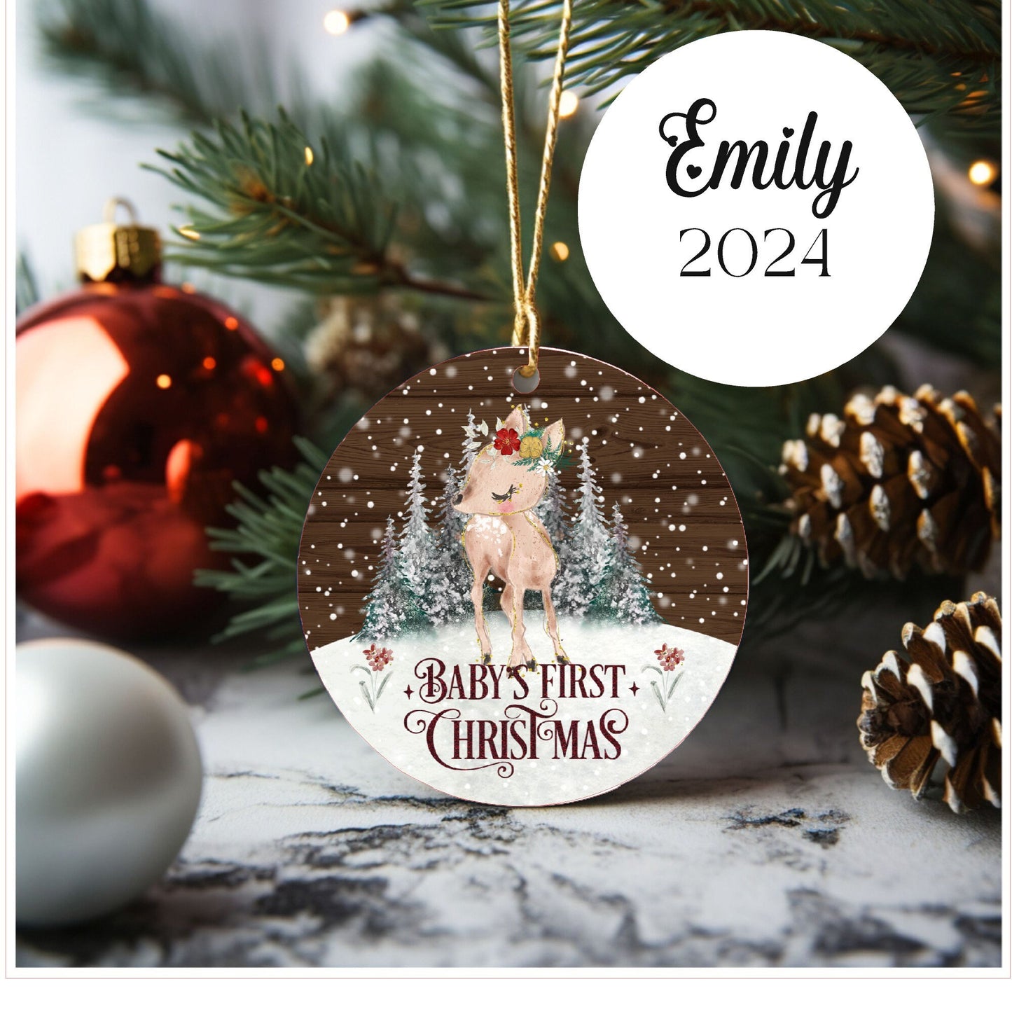 Baby's first Christmas ornament, personalized christmas ornament, stocking stuffer, LIndys sign creations