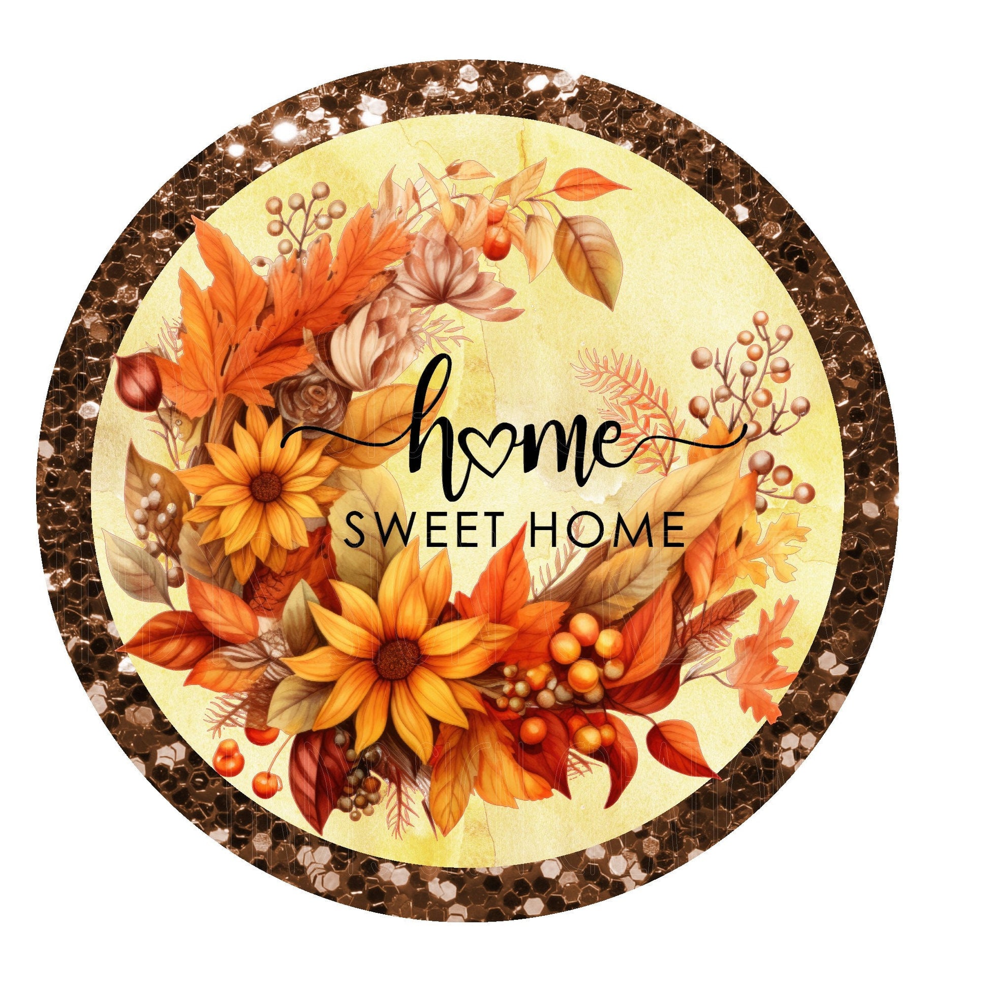 Home Sweet home fall floral wreath sign, metal wreath sign, round wreath sign, door decor, Lindys sign creations