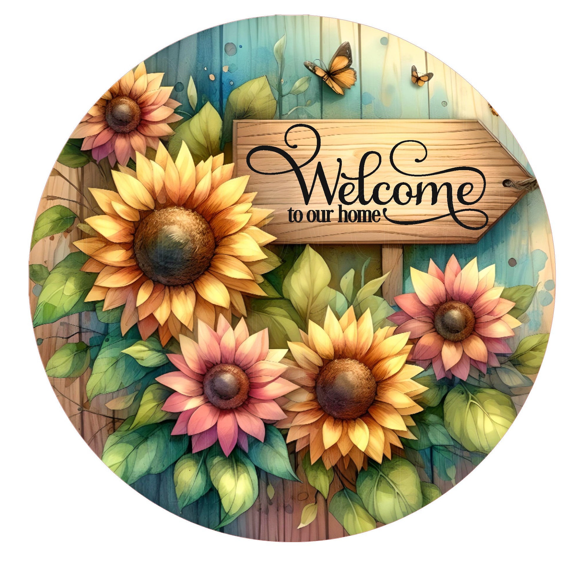 Welcome to our home fall floral wreath sign, metal wreath sign, round wreath sign, door decor, Lindys sign creations