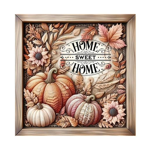 Home sweet home fall pumpkin wreath sign, metal wreath sign, 10x10 wreath sign, door decor, Lindys sign creations