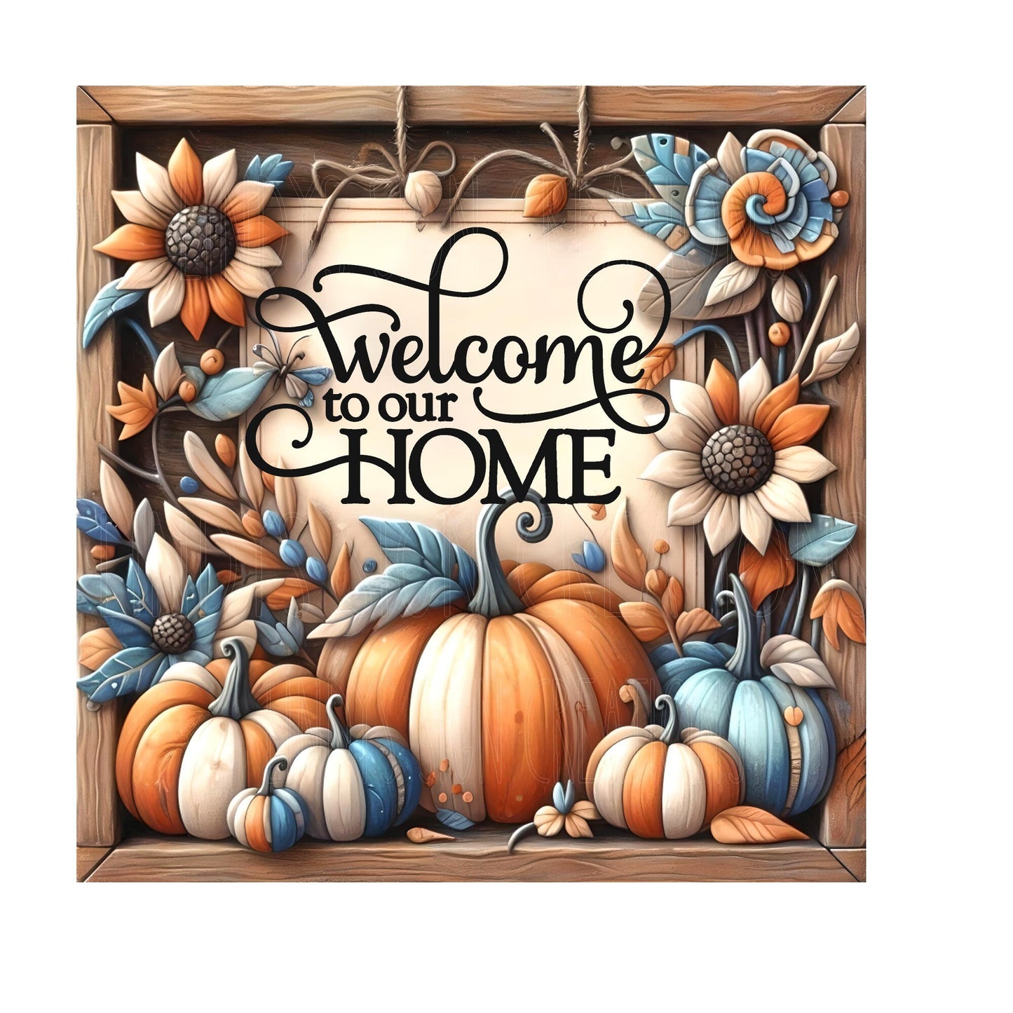 Pumpkin welcome to our home wreath sign, 10x10 wreath sign, metal wreath sign, fall decor, door decor, Lindys sign creations