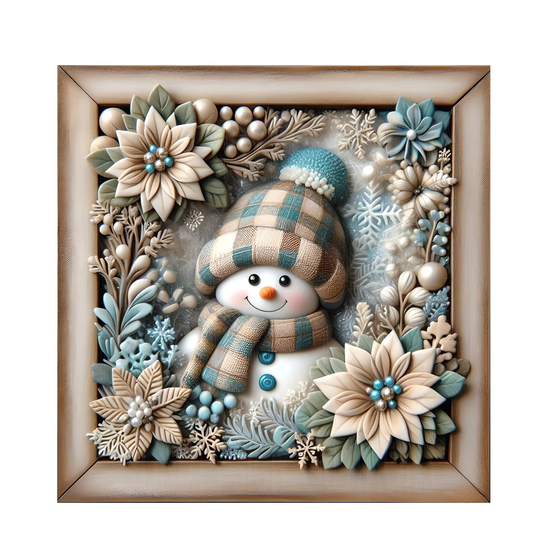 Snowman blue and tan with poinsettias holiday wreath sign, metal wreath sign, 10x10 wreath sign, door decor, Lindys sign creations