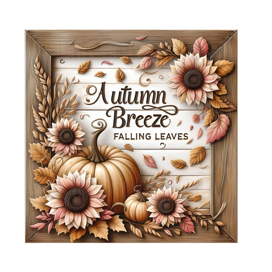 Autumn breeze falling leaves wreath sign, 10x10 wreath sign, metal wreath sign, fall decor, Lindys sign creations