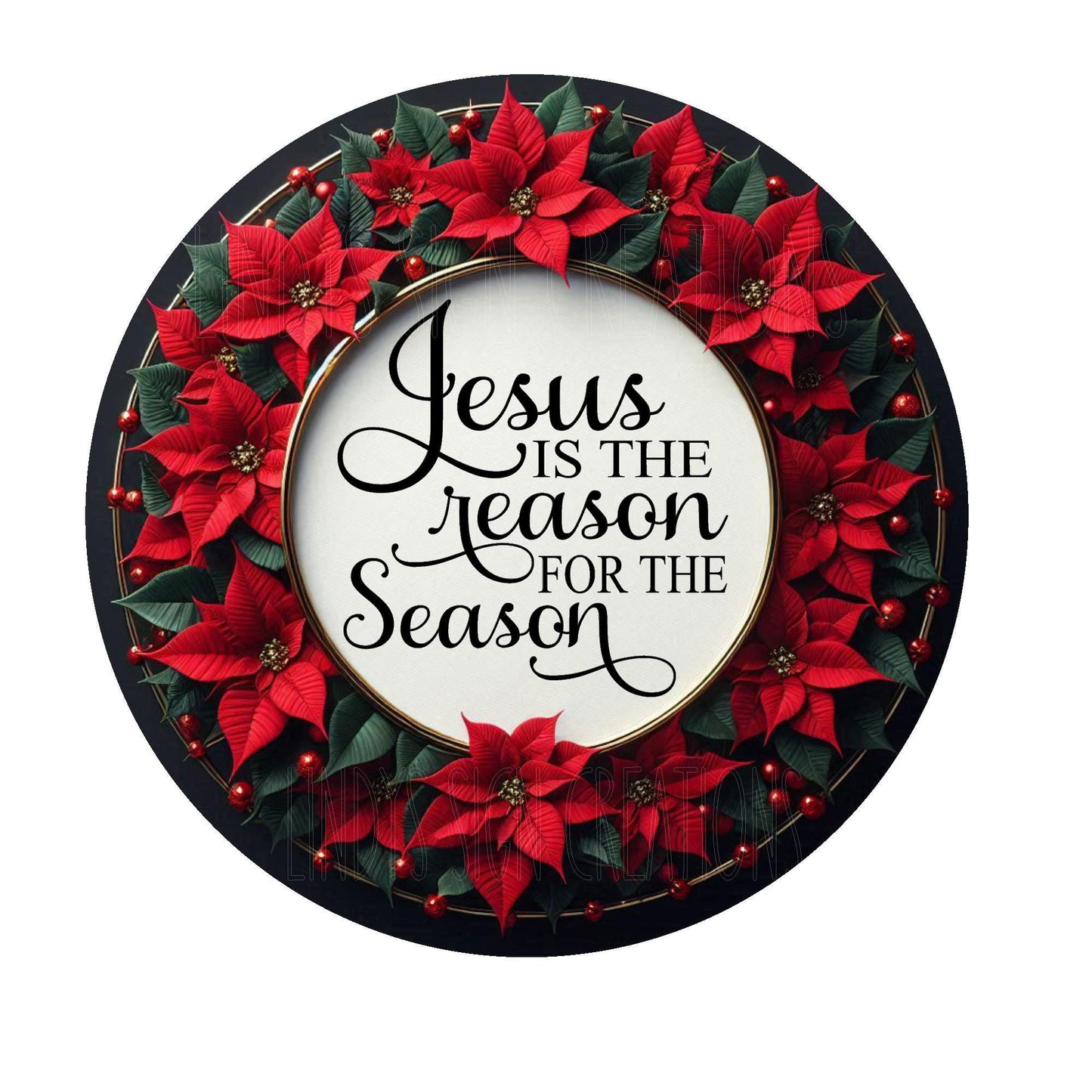 Jesus is the reason for the season wreath sign, metal wreath sign, round wreath sign, door decor, Lindys sign creations