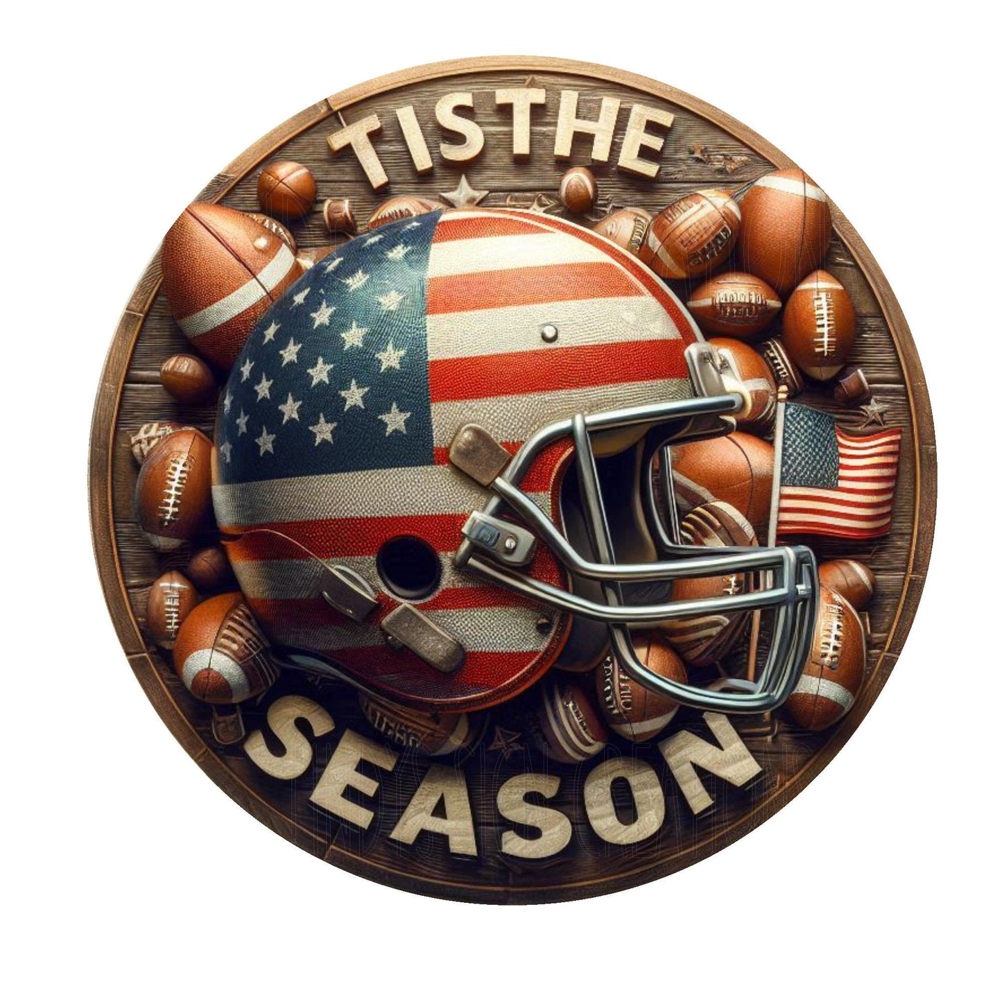 Football tis the season wreath sign, metal wreath sign, fall wreath sign, round wreath sign, door decor, Lindys sign creations