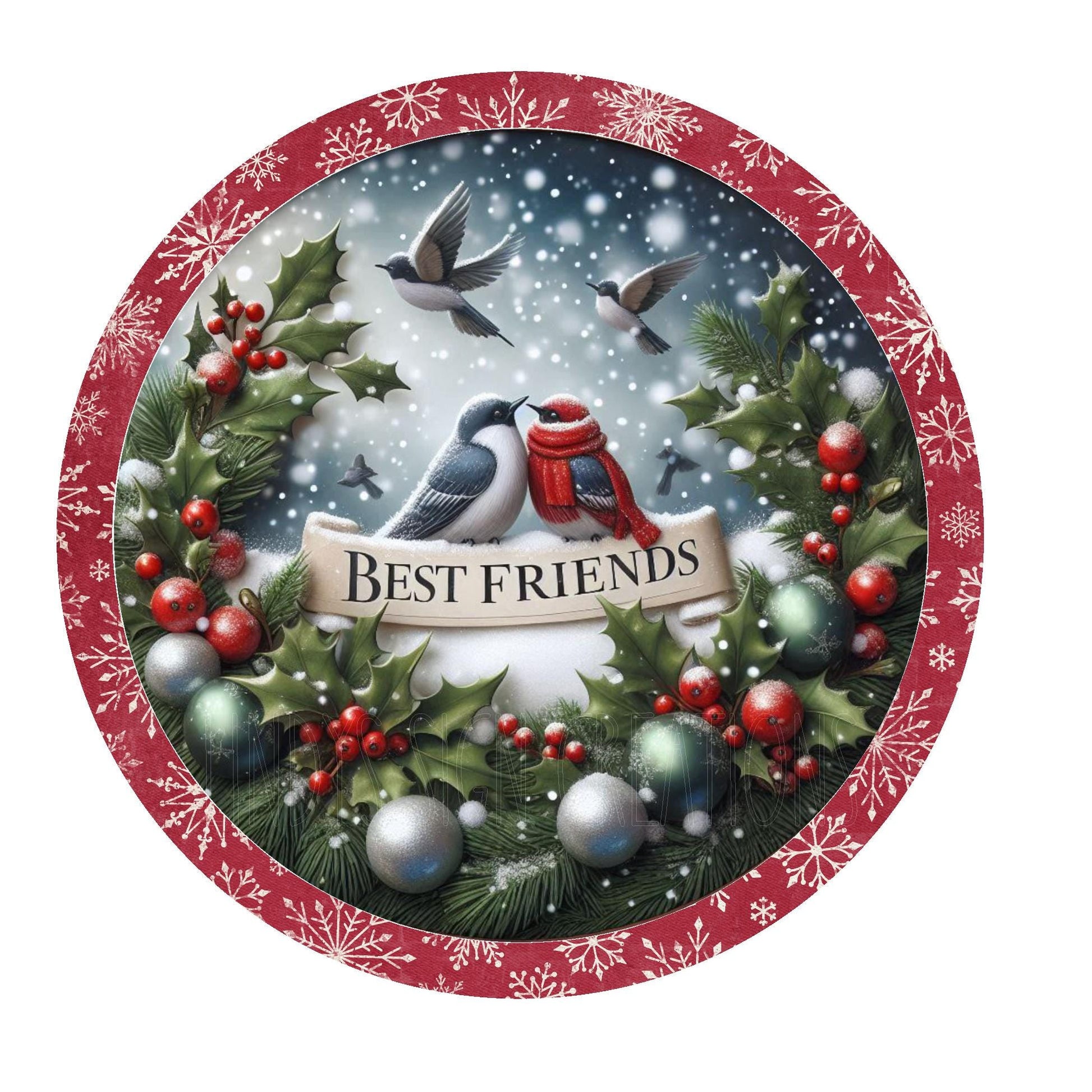 Best friends holiday wreath sign, metal wreath sign, Christmas wreath sign, round wreath sign, door decor, Lindys sign creations