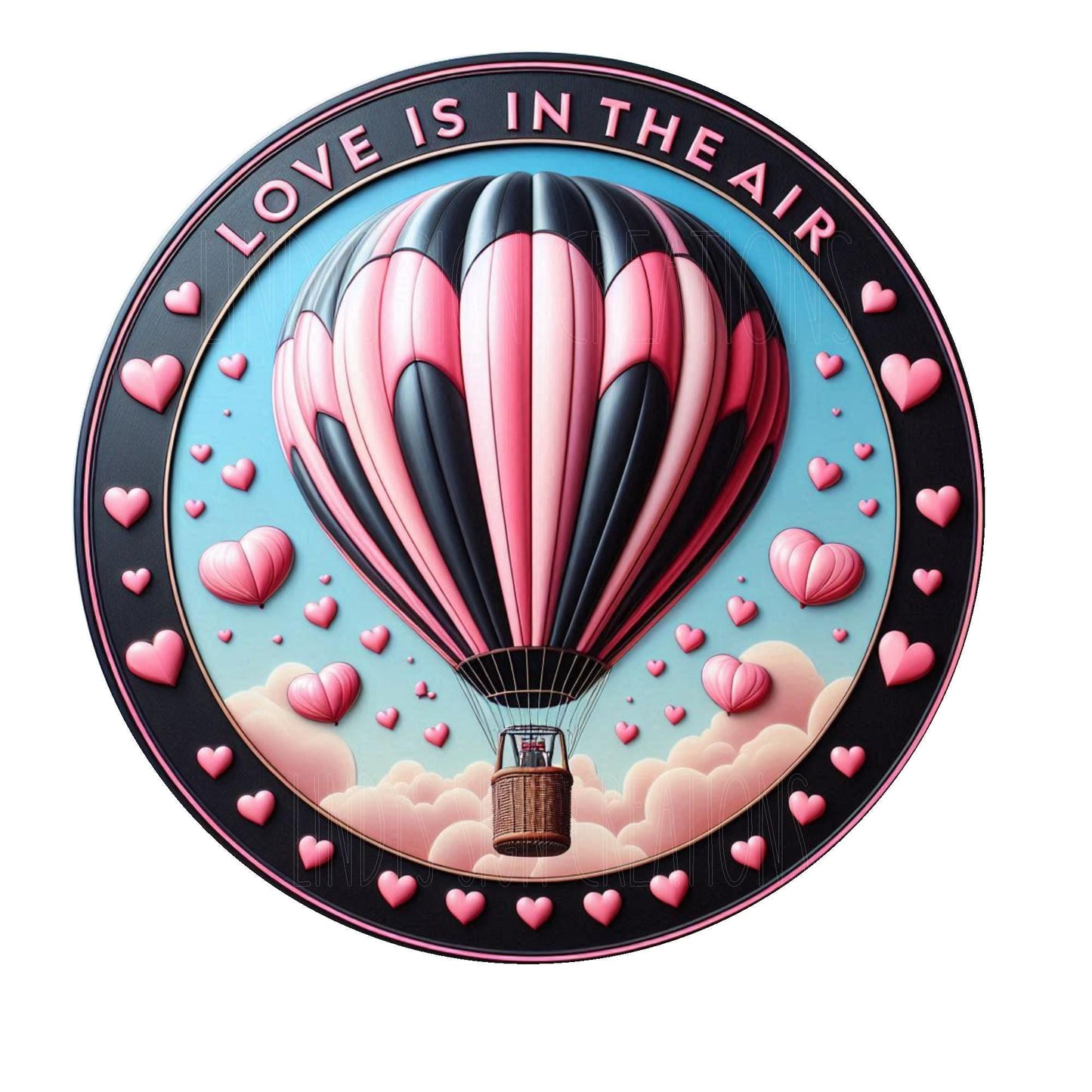 Love is in the air Valentine day wreath sign, metal wreath sign, round wreath sign, door decor, Lindys sign creations